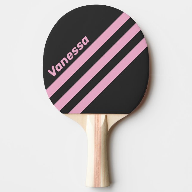 Retro Rosa Natt Trevinklad Randig med Namn Pingisracket (Framsidan)