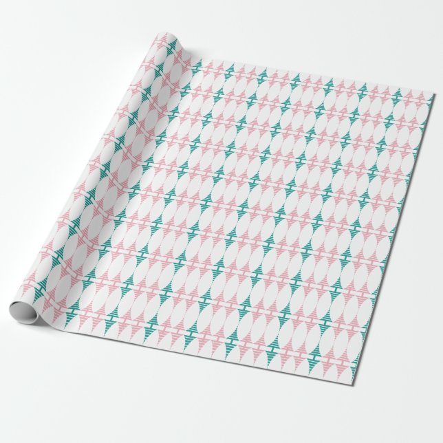 Retro rosa och aqua marquis Omslagning Papper Presentpapper (Utrullad)