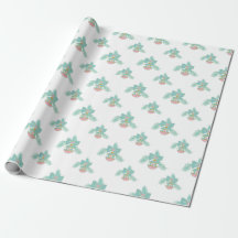 Retro Rosa och Aqua-ornament Inpackningspapper