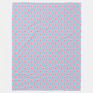Retro Rosa och Aqua Throw Geometric Square Fleecefilt
