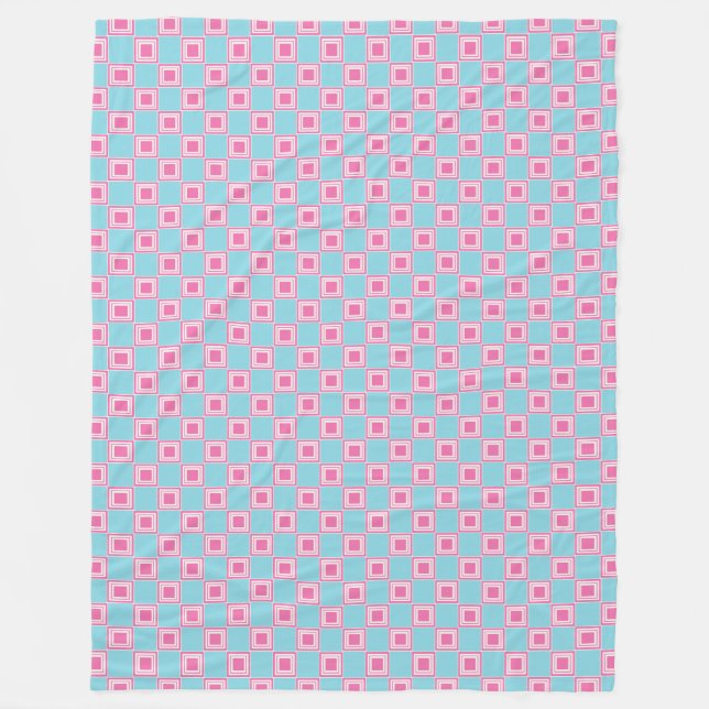 Retro Rosa och Aqua Throw Geometric Square Fleecefilt (Framsidan)