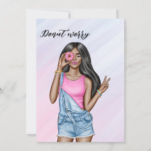 Retro Rosa och Blue Donut Girl Bachelorette Party Inbjudningar
