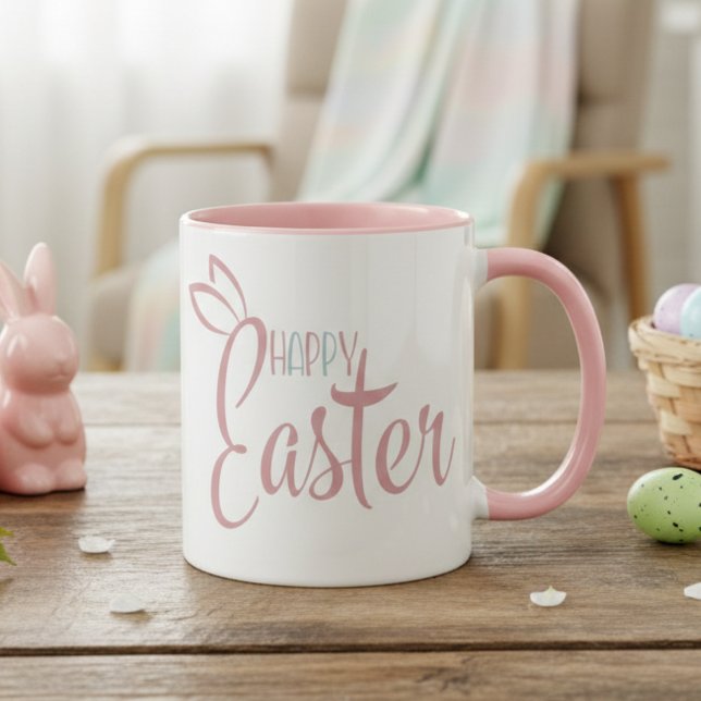 Retro Rosa och Blue Pastel Glad påsk Mugg (Retro Pink And Blue Pastel Happy Easter Mug)