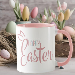 Retro Rosa och Blue Pastel Glad påsk Mugg