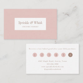 Retro Rosa Och Brun Hjärtstripig Bageri-Lojalitet Visitkort
