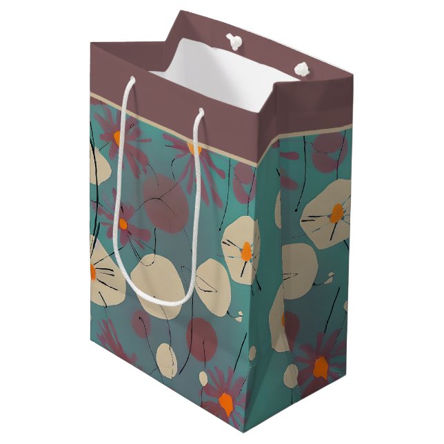 Retro rosa och en presentpåse för vita blommor (Framsidan Vinklad)