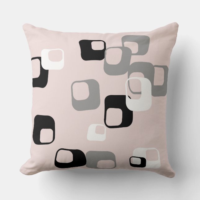Retro rosa och Grått Geometric Kudde (Framsida)