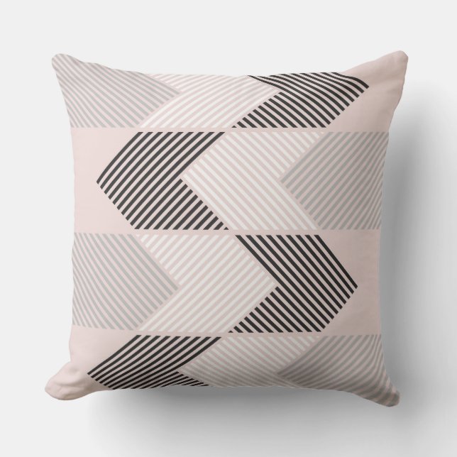 Retro rosa och Grått Geometric Kudde (Framsida)