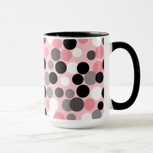 Retro Rosa och Grått Polka dots Mugg