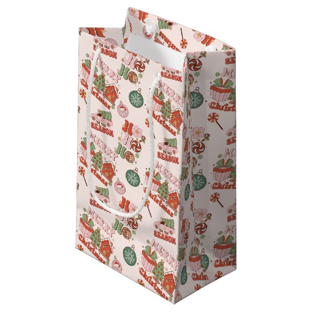 Retro Rosa och Grön Julglädje (Framsidan Vinklad)