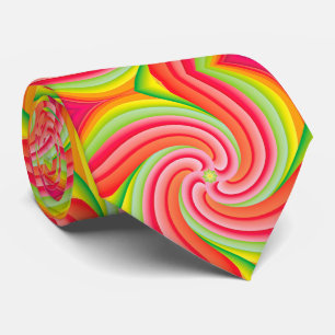 Retro Rosa och Grönt Groovy Swirl Mönster Slips