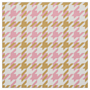 Retro rosa och guld Houndstooth plaid mönster Tyg