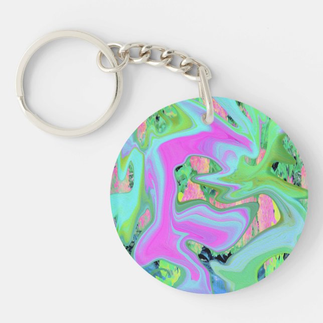 Retro Rosa och Light Blue Liquid Art på Hydrangea (Framsidan)