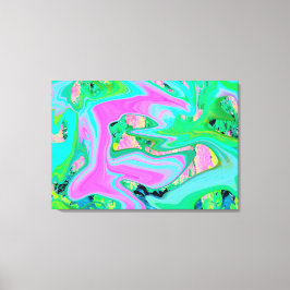 Retro Rosa och Light Blue Liquid Art på Hydrangea Canvastryck