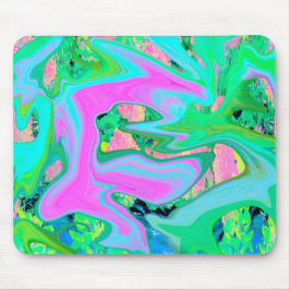 Retro Rosa och Light Blue Liquid Art på Hydrangea Musmatta