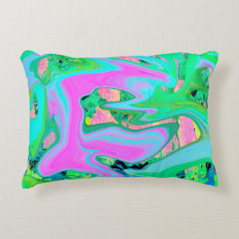 Retro Rosa och Light Blue Liquid Art på Hydrangea Prydnadskudde