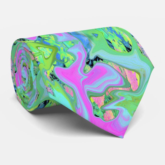 Retro Rosa och Light Blue Liquid Art på Hydrangea Slips (Rullad)