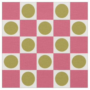 Retro Rosa och Oliv Cirkelmönster Tyg