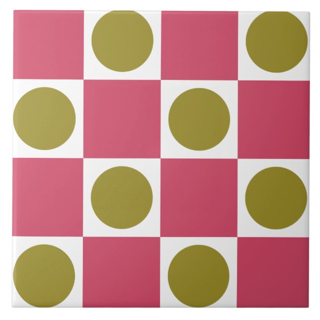 Retro-Rosa- och olivcirkulenskontroll Kakelplatta (Framsidan)
