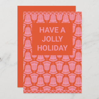 Retro Rosa och Orange Helgdag Klockor Inbjudningar