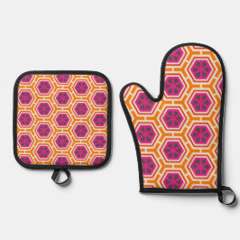 Retro Rosa och Orange Modern Geometrisk Mönster