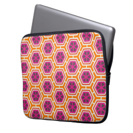 Retro rosa och orange modern geometrisk mönster laptop fodral