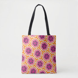 Retro rosa och orange modern geometrisk mönster tygkasse