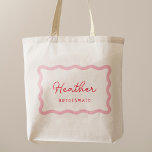 Retro Rosa och Red Bridesmaid Favors Tygkasse<br><div class="desc">Retro Rosa och Red Bridesmaid Favors Tote Bag | tote bags för bachelorette Party</div>