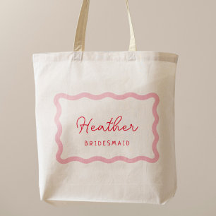 Retro Rosa och Red Bridesmaid Favors Tygkasse