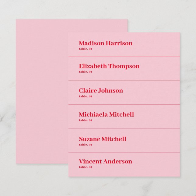 Retro Rosa och Red Bröllop Place DIY Inbjudningar (Fram/baksida)