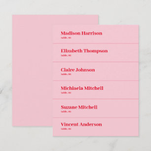 Retro Rosa och Red Bröllop Place DIY Inbjudningar