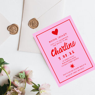 Retro Rosa- och Red Handwrite-Möhippa Inbjudningar