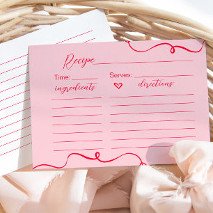 Retro rosa och red Recipe för bridkortet Inbjudningar