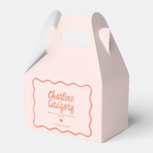 Retro Rosa och Red Vågigt Handwrite Bröllop Presentaskar