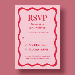 Retro Rosa och Röd Våg Bröllop RSVP Tilläggskort