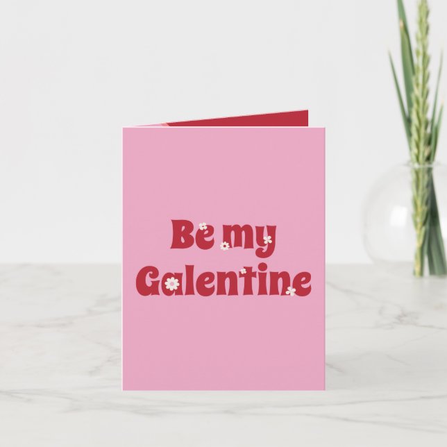 Retro Rosa och Röd Var min Galentine Morningskort Kort (Framsida)