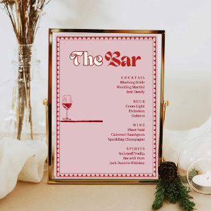 Retro Rosa och Rött vin Bar Dryck Meny Affisch