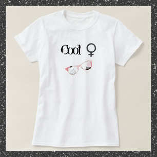 Retro Rosa och svart Coola Girl med solglasögon T Shirt