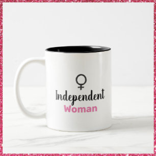 Retro Rosa och svart kvinnlig symbol Två-Tonad Mugg