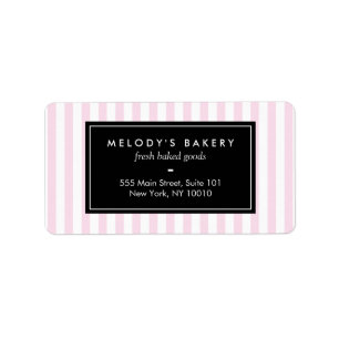 Retro Rosa och White Rand Bakery Adressetikett