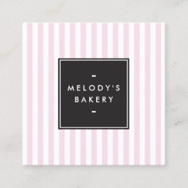 Retro Rosa och White Rand Bakery Fyrkantigt Visitkort