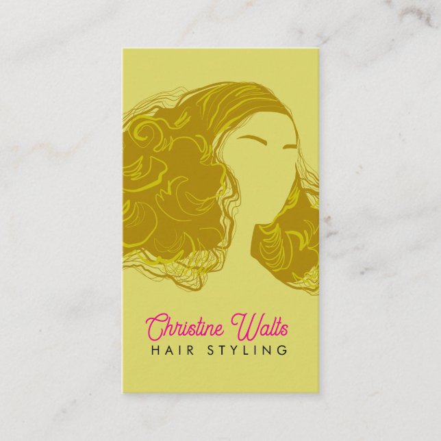 Retro Rosa Olivgrön Hårstyling Platt Design QR Visitkort (Framsida)