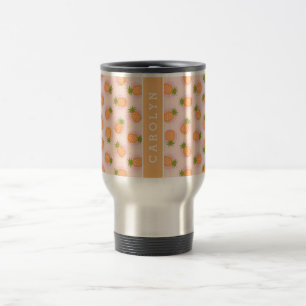 Retro rosa orange ananas mönstrar monogramen resemugg