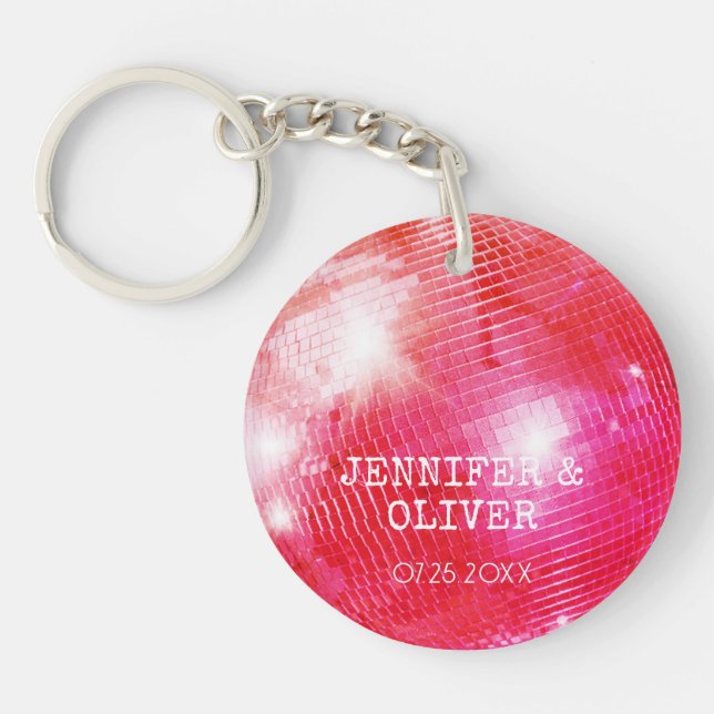 Retro Rosa Orange Disco Boll Foto Bröllopspresent (Framsidan)