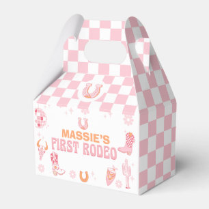 Retro Rosa Orange First Rodeo 1:a födelsedagen Presentaskar