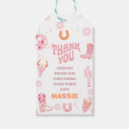 Retro Rosa Orange First Rodeo 1:a födelsedagen Presentetikett