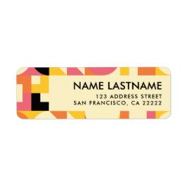 Retro Rosa Orange Gult Black Returadress Etikett