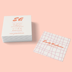 Retro Rosa Orange Handskriven ritad Groovy Girly Fyrkantigt Visitkort