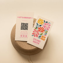 Retro Rosa Orange QR Code Groovy Blommigt Girly Bo
