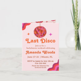 Retro Rosa Orange Sista disco Möhippa Helg Inbjudan